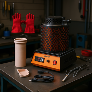 Fourneau électrique Vevor pour la fusion des métaux, avec creuset en céramique de 3 kg, 1150°C, pour la fabrication de bijoux, fourneau industriel - Product Image 2