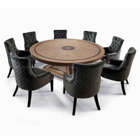 Antikes Hochwertiges Handgeschnitztes Rundes Esszimmer-Set 8-Sitzer Luxuriöse Holz-Gold Esszimmermöbel für Villen