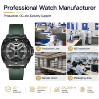 Montre de luxe à quartz pour homme avec mouvement, boîtier en acier inoxydable, verre saphir, aiguilles, design simple, bracelet en silicone, étanche