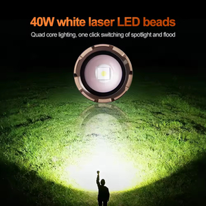 ไฟฉายกำลังสูงระยะไกลแบบรวมแสงสปอตและฟลัดไลท์ 10 หลอด LED P50 พร้อมพอร์ต USB สำหรับชาร์จ  ไฟฉายพกพาอเนกประสงค์ - Product Image 5