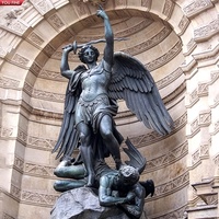 Estatua YOUFINE de San Miguel Arcángel en Bronce, Tamaño Real, Escultura para Decoración de Iglesias y Cementerios