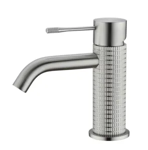 Grifo de lavabo moleteado de níquel cepillado con ahorro de agua multifuncional frío y caliente sin plomo de cobre certificado UPC Robinet wasserhah