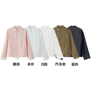 <span class=keywords><strong>Camicia</strong></span> Estiva Casual Elegante Antirughe da <span class=keywords><strong>Donna</strong></span> in Raso con Fiocco e Bottoni - Product Image 2