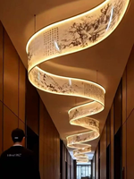 Lustre de plafond en ruban personnalisé, bande lumineuse LED, peinture décorative douce, éclairage artistique pour restaurant, hall d'hôtel