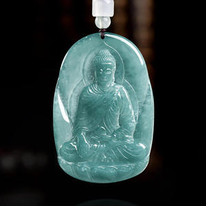 Colgante de Jadeíta Natural Azul Agua con Buda, Diseño Original UNISEX, Estilo Chino, Regalo con Certificado de Tasación E042 - Product Image 1