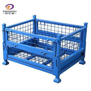 כלוב משטחים מתקפל מפלדה Q235 מצופה אבקה בהתאמה אישית סיטונאית, מיכל מתקפל לאחסון מטען בקיבולת 1000 ק\\\"ג - Product Image 1