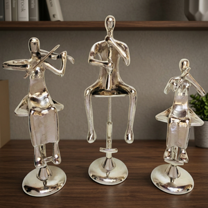 Jaffs Exports High Quality Silver <b>Figurative</b> Sculptures Set 3 Modern Aluminium Contemporary Artistic Tabletop Decor Handmade - Product Image 2
