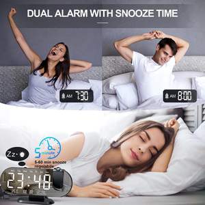 LED digitale sveglia sveglia da tavolo sveglia elettronica con proiezione Radio proiettore orario camera da letto orologio da comodino - Product Image 4