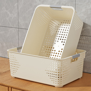 Plastic Storage <b>Bin</b> <b>Rectangle</b> Solid Color Kitchen Cabinet Basket Toy Organizer Household Desktop Storage Box Large Size - Product Image 4