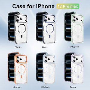Coque de téléphone magnétique hybride en PC transparent et TPU souple, personnalisable, avec aimants puissants, pour iPhone 17 Pro Max – Vente en gros - Product Image 2