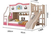 Lit superposé pour enfants en bois de rose, design européen moderne, confortable, avec toboggan