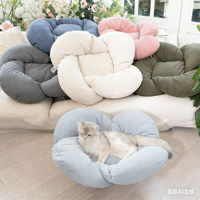 Lit pour chat rectangulaire moderne de luxe surélevé en tissu, coussin moelleux, canapé d'intérieur pour animaux de compagnie, fauteuil lounge surélevé pour chats