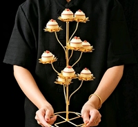 Support de présentation élégant en métal doré de luxe en forme d'arbre à plusieurs niveaux pour gâteaux, desserts, feuilles de lotus, pour mariage, fête, buffet, traiteur