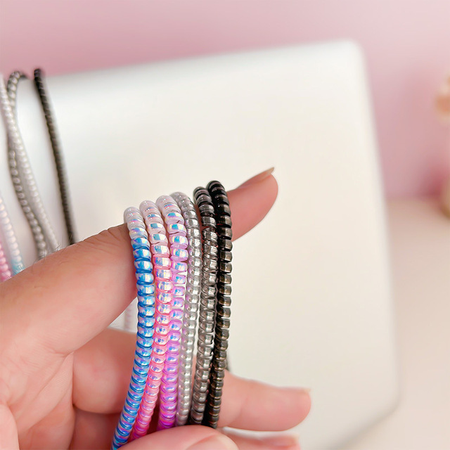1.4m Cable Protection Rope TPU Color Spiral USB Charger Cable Wire Protector Anti-break Anti-dirty Headphone Winder