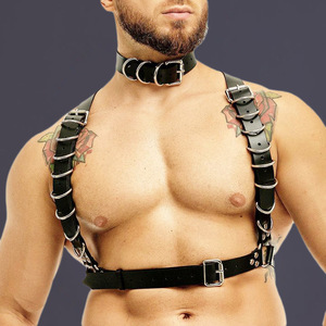 Cintura Pettorale In Pelle Mucca Bondage Con Anello A O – Clubwear Corsetto Nero