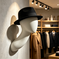 Tête de mannequin abstraite murale en fibre de verre pour présentation de chapeaux et perruques pour adultes en magasin