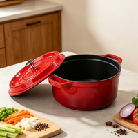 Cocotte en fonte émaillée de qualité supérieure, écologique, avec couvercle, pour cuisines de haute qualité