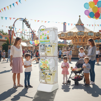 Distributeur automatique de capsules de jouets Niudele à double couche, blanc transparent, avec système de paiement par pièces, capacité de 100 à 300 pièces, garantie 1 an