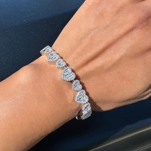 Nuovo arrivato di lusso di alta qualità scintillante <span class=keywords><strong>gioielli</strong></span> da donna ghiacciati Bling CZ grande piccolo cuore collana Tennis - Product Image 2
