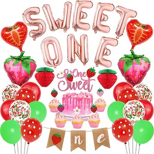 1. Geburtstag Dekorationen Mädchen Erdbeere Sweet First Birthday Party Sommer Obst Themed Party Supplies