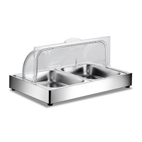 Nampan Pemanas Makanan Buffet Restoran Hotel dari Stainless Steel dengan Tutup Plastik Lipat