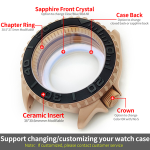 Cassa <span class=keywords><strong>Orologio</strong></span> Opaca 3.8 SKX <span class=keywords><strong>Oro</strong></span> <span class=keywords><strong>Rosa</strong></span> con Corona a Ore 4 per Movimento SKX007 009, Inserto Zaffiro, Fondello di Ricambio, Parti Modifica - Product Image 6