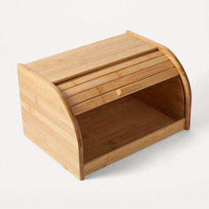 Natural Kitchen Food Storage Roll Top Countertop Bamboo Bread Bin Bread Box Case