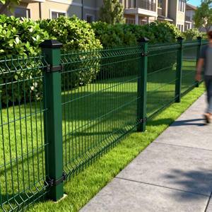 Yüksek kaliteli ev <span class=keywords><strong>a</strong></span>çık bahçe 3D Metal kavisli kaynaklı örgü çit korkuluk kurulu PVC çit - Product Image 4