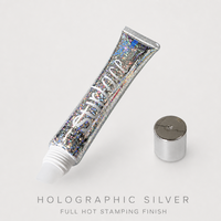 Tube de baume à lèvres holographique personnalisé 15 ml, tube cosmétique souple vide pour brillant à lèvres avec applicateur à pointe inclinée et bouchon à vis
