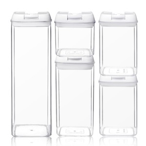 5 pack Air tight grain food storage PBA free plastic kitchen organization containers
