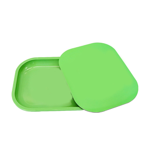 JUJI Free Sample <strong>Custom</strong> Logo Print 18*14cm Metal Herb Cigarette Tobacco Smoking Smoke <strong>Rollings</strong> <strong>Trays</strong> With Magnetic Lid Cover - Product Image 3