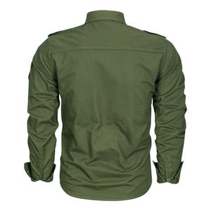 2021 Novo Design 100% Algodão Conforto Respirável Estilo Militar Homens Manga Longa Plus Size Camisa - Product Image 4