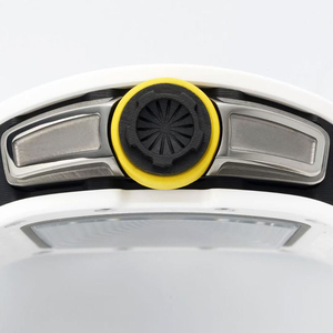 Men's White Ceramic Skeleton Automatic Mechanical <b>Watch</b> with White <b>Rubber</b> Strap - Stylish <b>Watch</b> - Product Image 6