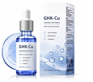 Suero de Péptidos de Cobre GHK-Cu 30ml con Ácido Hialurónico, Niacinamida y Vitamina C, Reafirmante, Reparador, Antienvejecimiento, Facial, OEM, Venta al Por Mayor - Product Image 1
