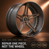 Jantes forgées en bronze 5-Split-Y 3 pièces 20x10 5x112 ET30 6061 T6 personnalisées à déport profond pour Maserati