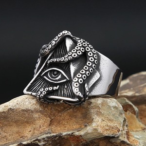 yunnique Horus Eye Octopus Pyramid <b>Ring</b> Men's <b>Titanium</b> Steel Jewelry Gift Size 7 8 9 10 11 12 13 - Product Image 2