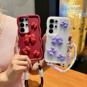 Funda para Samsung S25 Ultra y S24 <span class=keywords><strong>Plus</strong></span> con diseño de onda grande, lazo bonito y orificio para cordón, todo en uno, DIY transfronterizo - Product Image 1