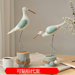 Ornement en bois Mouette 2 pièces, fait main, style souche d'arbre, décoration de salon thème côtier, figurine d'oiseau, décoration intérieure - Product Image 5