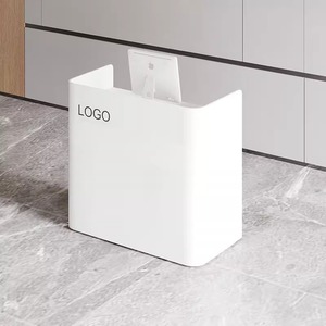 Mostrador de recepción de MDF blanco Clínicas pequeñas Escritorio de recepción de esquina Salones de belleza Tiendas minoristas - Product Image 2