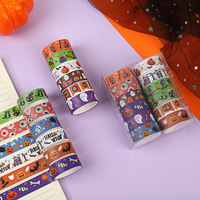 Lot de 12 rouleaux de ruban Washi style Citrouille et Fantôme d'Halloween, motifs imprimés pour les amateurs de journal intime et la décoration de carnets de fête