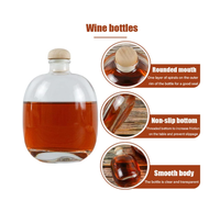 Bouteilles de vin et de tequila transparentes en verre givré vides de 375 ml, 500 ml, 750 ml avec bouchon couronne pour vodka, whisky, boissons