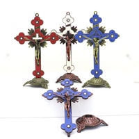 Nouveau design métal cadeaux chrétiens artisanat religieux croix jésus Statue support Crucifix église décors pour la maison articles religieux catholiques