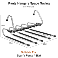 LINDON Cintre à pantalons 5 niveaux en acier inoxydable, gain de place, organisateur de placard multifonctionnel pour jeans, pantalons, écharpes, jupes