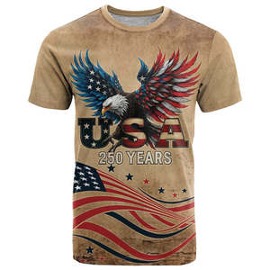 Camiseta de manga corta para <span class=keywords><strong>hombre</strong></span> con estampado completo de águila calva estilo vintage del 250 aniversario de EE. UU., diseño personalizado, esencial para los hombres americanos - Product Image 2