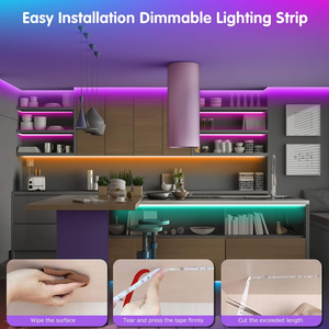 أشرطة إضاءة <span class=keywords><strong>LED</strong></span> ملونة متزامنة مع الموسيقى، تحكم عن بعد ذكي عبر التطبيق، إضاءة مرنة للغرف والمنازل - Product Image 5