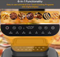 Grill et friteuse à air chaud 6-en-1, plaque de cuisson électrique de table avec pot antiadhésif, multicuiseur de comptoir sans fumée