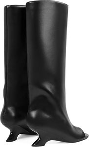 Bottes hautes à talon compensé en <span class=keywords><strong>daim</strong></span> pour femme, style peep toe, à enfiler, bottes longues jusqu'au genou ou à la cuisse, bottines habillées à talon haut, tendance - Product Image 3