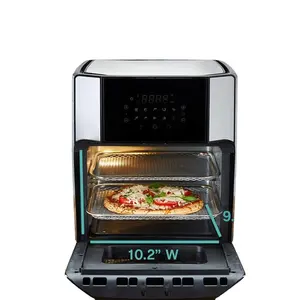 Horno de freidora de aire eléctrico, combo de asador de freidora de aire de encimera con 10 presets de Menú rápido digital, 1700 W, 12,6 Qt, negro