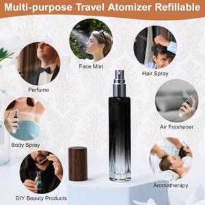 10ml Travel <b>Mini</b> Sample Perfume Atomizer Packaging Refill Sample Tester Glass Bottle Wooden Cap Screen <b>Printed</b> Reed Diffuser - Product Image 3