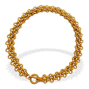 Elegante Conjunto de Joyería de Acero Inoxidable Chapado en Oro de 18K: Pulsera y Collar de Cadena Cubana Gruesa con Cierre OT - Product Image 5